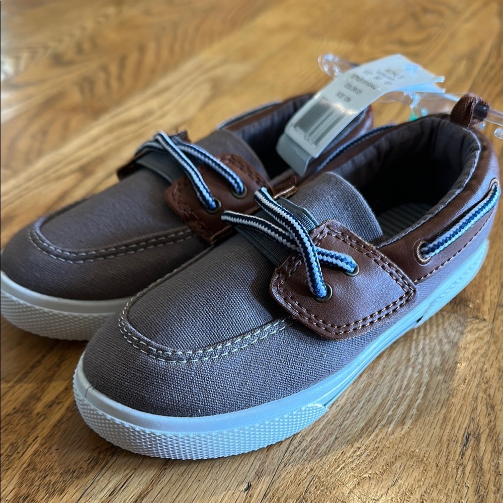 Carter's Brown and Gray Boat Shoes with Velcro Closure,size 12